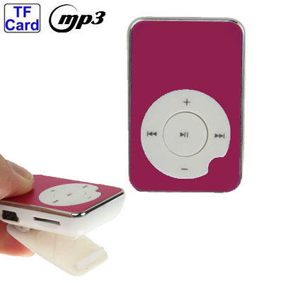 TF (Micro SD) Card Slot MP3 Player with Clip (Magenta) - Click Image to Close